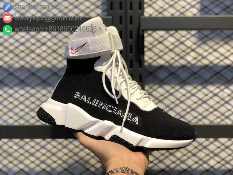 Balenciaga Speed knit Mid Unisex Sneakers White Black White